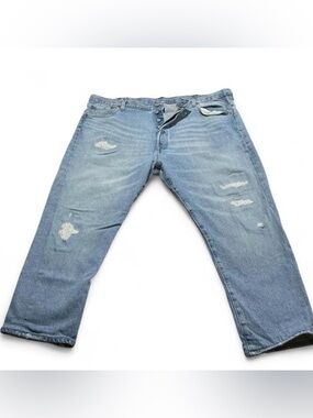 Levi's 501 ‘93 Light Blue Relaxed Fit Distressed Jeans Button Fly Closure 44x30